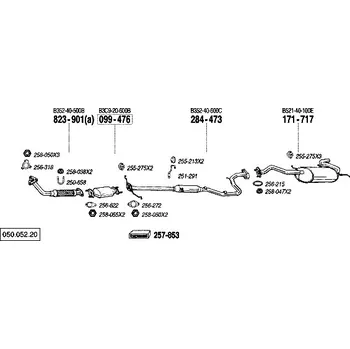 Tlumič výfuku střední tlumič výfuku Polmostrow 284473P, náhrada za Bosal 284-473