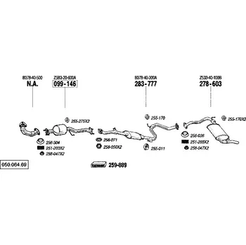 Výfukový systém střední tlumič výfuku Bosal 283-777