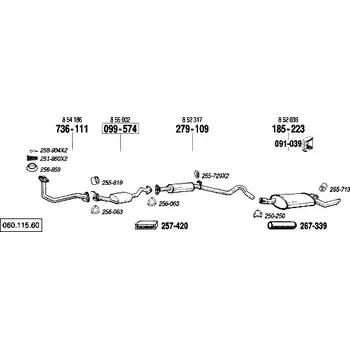 Zadní díl výfuku zadní tlumič výfuku Polmostrow 185223P, náhrada za Bosal 185-223