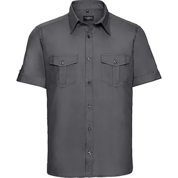 Pánská košile Košile pánská krátký rukáv Rusell Roll Sleeve - šedá,