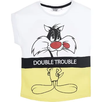 Dívčí tričko Bílo-žluté dívčí tričko Looney Tunes Velikost: 128