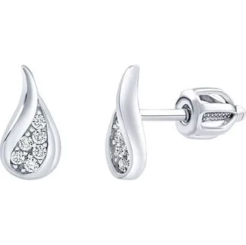 Náušnice Stříbrné náušnice kapky pecky Emilie s čirými Brilliance Zirconia dámské i dětské SILVEGOB70540SBD