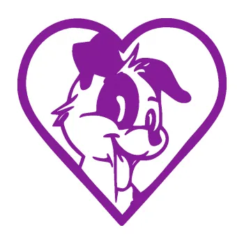 Polep vozidla SAMOLEPKA Pes 172 pravá v srdíčku (14 - fialová) NA AUTO, NÁLEPKA, FÓLIE, POLEP, TUNING, VLASTNÍ TEXT, TISK, AUTOSAMOLEPKY.cz, POLEPY, OBRÁZEK, LOGO, SAMOLEPKY