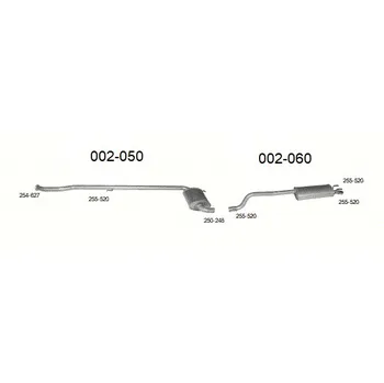 Zadní díl výfuku zadní díl výfuku Polmostrow 002060P, náhrada za Bosal 002-060