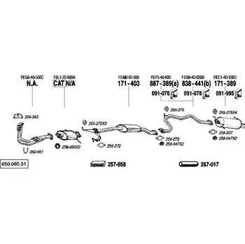 Výfukový systém střední tlumič výfuku Bosal 171-403