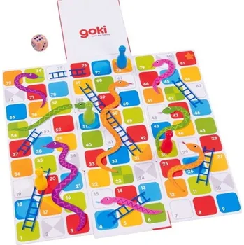 Desková hra Společenská hra - Žebříky a hadi XXL v kostce (Goki)