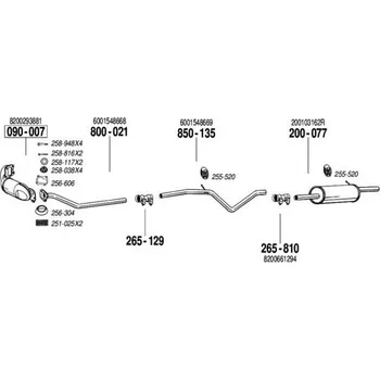 Zadní díl výfuku zadní tlumič výfuku Polmostrow 200077P, náhrada za Bosal 200-077