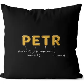 Dekorativní polštářek Polštář Mužská jména – GOLD (Velikost: 40 x 40 cm, Jméno: Petr)