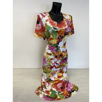 Dámské šaty dámské šaty, Barva Oranžová, Velikost XXXL 54, Materiál 98% Polyester 2% Lycra