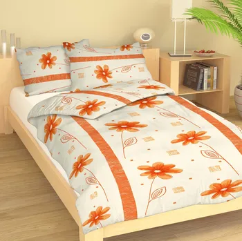 Povlečení Bavlněné povlečení Kopretiny oranžové Uzávěr: Mandlovací knoflík