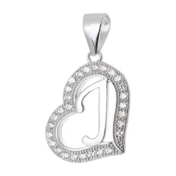 Přívěsek Stříbrný přívěšek srdíčko s písmenem J