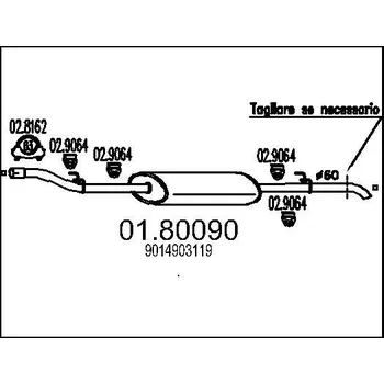 Auto-moto Střední tlumič výfuku MTS 01.80090