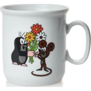 Český porcelán, Dubí Dětský porcelánový hrnek KRTEČEK, krtek s kytičkou - 245 ml