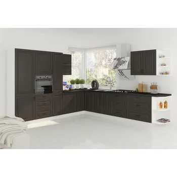 Kuchyňská linka Kuchyňská linka STILO bílá/grafit MDF, Rohová sestava E, 310x340 cm