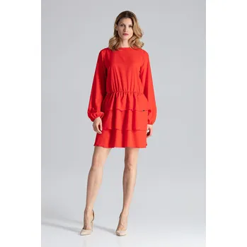 Dámské šaty Červené skládané šaty M601 Velikost: M