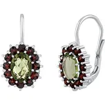 Stříbrné náušnice s přírodním vltavínem a granáty SILVEGOB380001SV