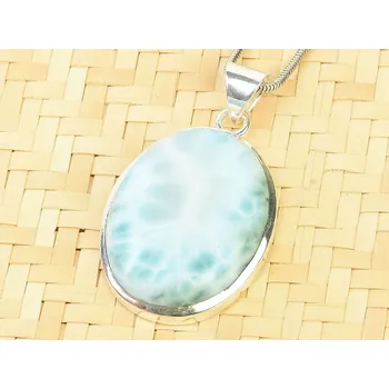 Přívěsek Stříbrný přívěsek s larimarem velký ovál Ag 925/1000 13,5g