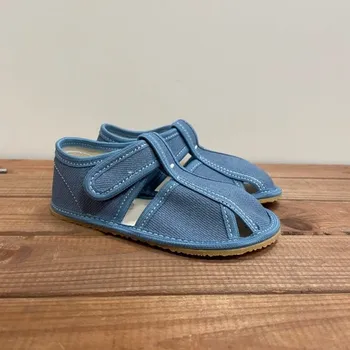 Dívčí bačkory Barefoot bačkory s průřezy - Denim, Baby bare shoes Velikost: 23