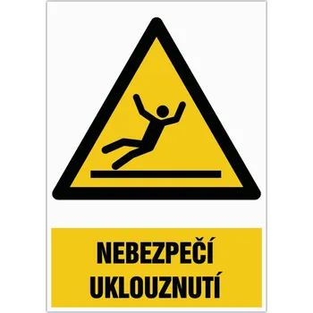 Značení Značka Nebezpečí uklouznutí, samolepicí fólie, 210 × 297 mm