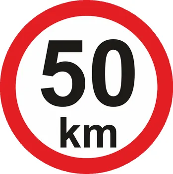 Značení Nejvyšší povolená rychlost - 50 km samolepící vinylová fólie průměr 150 mm