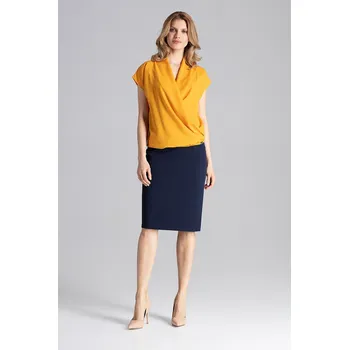 Oblečení a móda Hořčicová překládaná blůza M652 Velikost: M