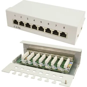 Switch LogiLink NP0016A 8 portů síťový patch box 483 mm (19) CAT 6 1 U černá osazený