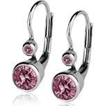 Stříbrné náušnice, růžové zirkony
