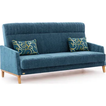 Sedací souprava Pohovka Moretti Clic-Clac s rozkladem, úložným prostorem a čalouněnými zády, z jasanového dřeva