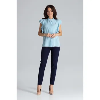 Dámská halenka Modrá halenka s krátkým rukávem K482 Light Blue Velikost: XL