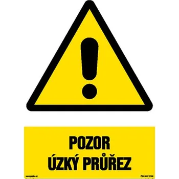 Značení Značka Pozor – Úzký průřez, samolepicí fólie, 210 × 297 mm