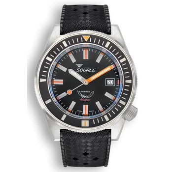 Hodinky Squale Matic Satin Black gumový řemen