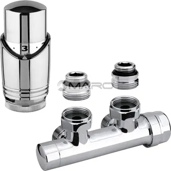 Radiátor Smart30 SET radiátorový pro středové připojení, rohový 1/2" x 3/4" EK, chrom + termostatická hlavice 2TTCC, 52343TA015HTCC
