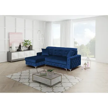 Sedací souprava Rozkládací rohová sedačka VERSAGE MINI modrá