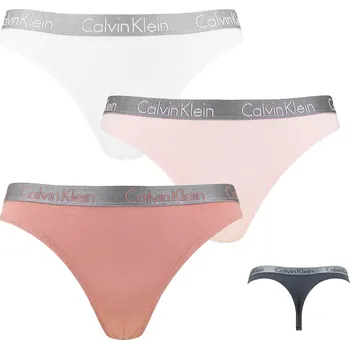 Kalhotky Calvin Klein tanga QD3560E 3 pack 1CZ - Vícebarevné / S