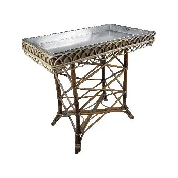 Van der Leeden Stůl na květiny, ratan/zinek (DOPRODEJ)|Van Der Leeden 1915