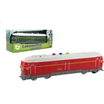 Vláček a vláčkodráha Lokomotiva/Vlak plast 23cm na baterie se zvukem se světlem 2 barvy v krabičce 27x11x8cm