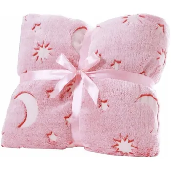 Svítící deka s rukávy a kapucí 101 x 73 cm růžová