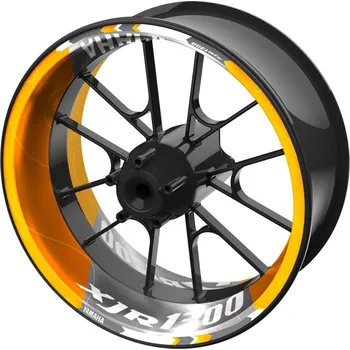 Polep vozidla jednodílné polepy na kola YAMAHA XJR 1300 žluto-stříbrná