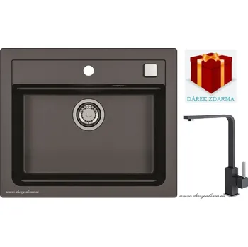 Granitový dřez Alveus SET dřez Atrox 30 + baterie Afra - 91 black + dárek (příborník, podložka na sušení nádobí nebo tekutý čistič)