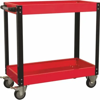 Dílenský montážní vozík - pojízdný manipulační stolek, 2 patra, s rukojetí