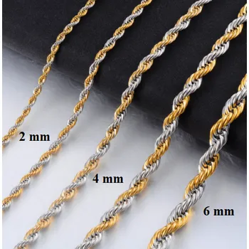 Náhrdelník Kroucený náhrdelník zlato stříbrný z nerezové oceli, Druh průměr 2 mm