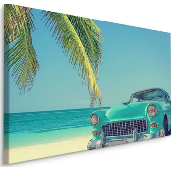 MyBestHome BOX Plátno Retro Auto Na Tropické Pláži Varianta: 30x20
