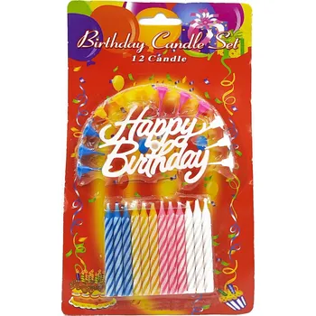 Dortová svíčka Narozeninové svíčky HAPPY BIRTHDAY 12ks