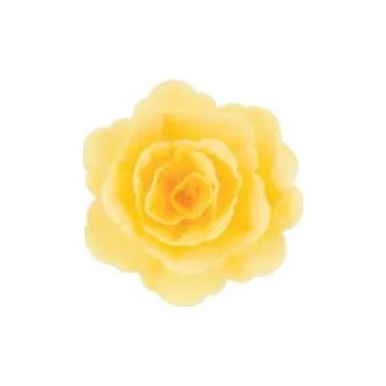 Jedlá dekorace na dort Jedlá dekorace - RŮŽE žlutá 5,5 cm / jedlý papír (balení 18 ks)