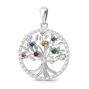 Přívěsek SOLUNA VIDA ZLATÝ PŘÍVĚSEK se zirkony STROM ŽIVOTA V BARVÁCH ČAKER bílé zlato