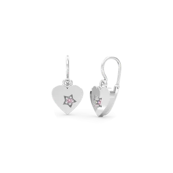 Náušnice SOLUNA STARHEART Půvabné zlaté dětské náušnice srdíčka s růžovým zirkonem bílé zlato