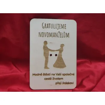 Svatební dekorace Dřevěné svatební přání se siluetami