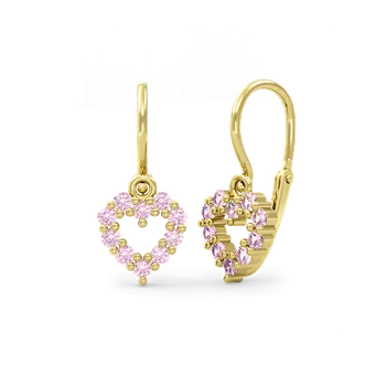 Náušnice SOLUNA Zlaté dětské náušnice s růžovými zirkony JANET žluté zlato