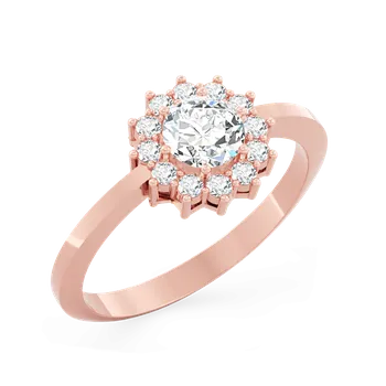 Prsten SOLUNA Zářivý zlatý prsten se zirkony DAHLIA růžové zlato VELIKOST: 53 - 16,9 mm