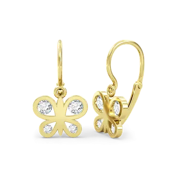 Náušnice SOLUNA PAPILA zlaté dětské náušnice se zirkony žluté zlato